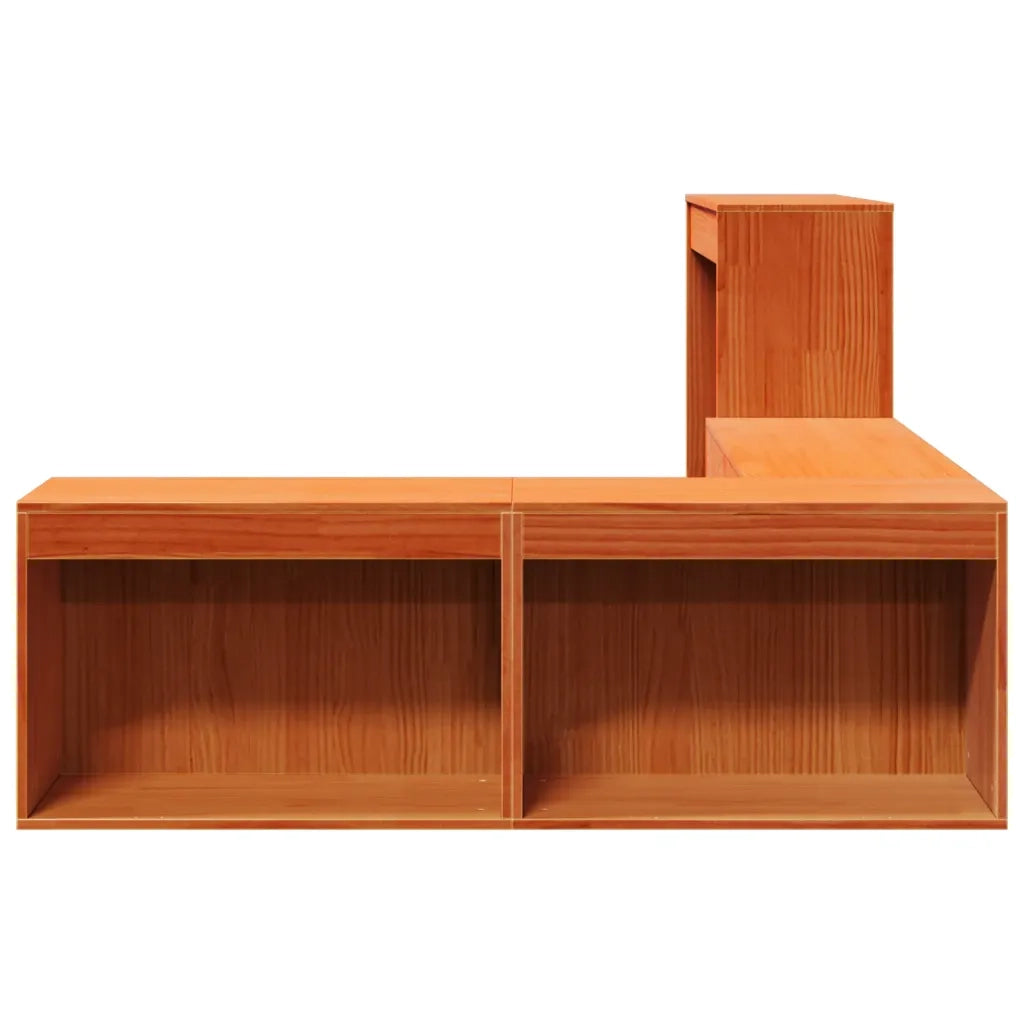 Comodino con Scrivania Marrone Cera 232x122x75 cm Legno di Pino