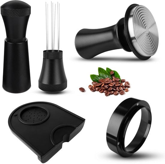Impastatore 54mm Set, Regolatore di Pressione del Caffè in Acciaio Inossidabile Con Inclusa Dose, Strumento per Baristi, Impastatore Base Ripple, Accessori per Caffè