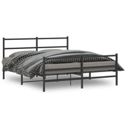Giroletto con Testiera e Pediera Metallo Nero 160x200 cmcod mxl 110485