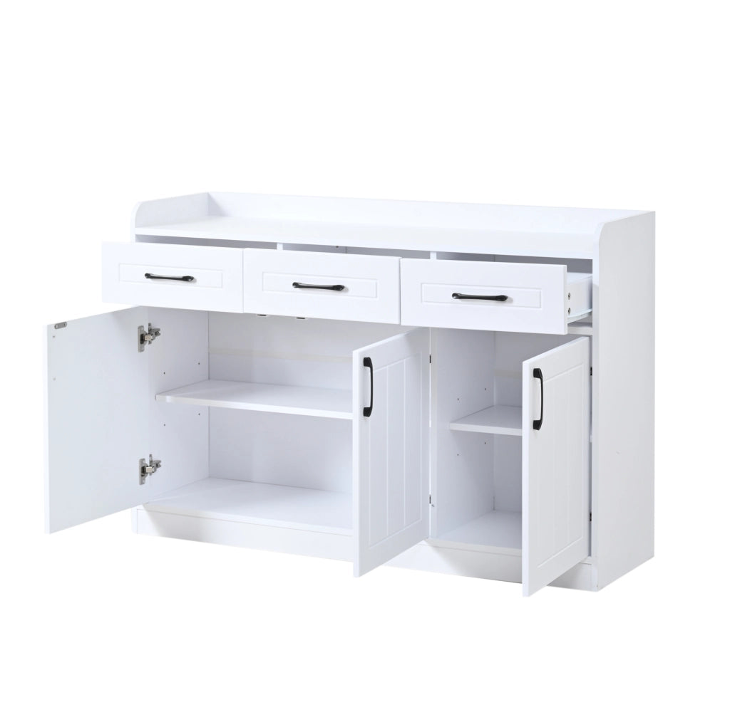Sideboard bianco 120x35x80 cm con 3 ante e 3 cassetti
