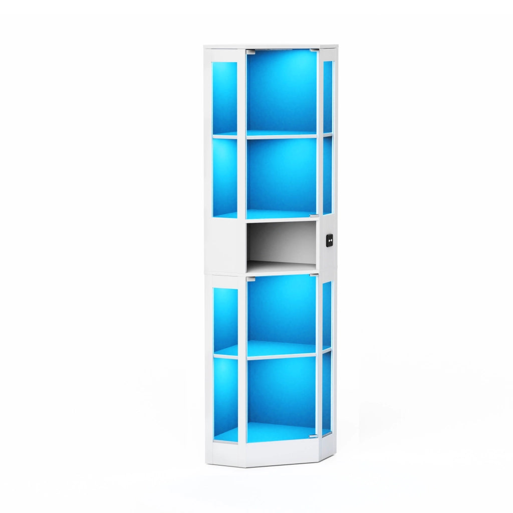 Vetrina con LED a 3 colori e sensore di movimento, per soggiorno e camera da letto, bianco, 57 × 40 × 165 cm