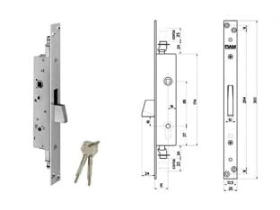 SERRATURA TRIPL. INFIL. MONTANTI E PERSIANE CON QUADRO MANIGLIA 746  mm.35 (7461435)    ISEO