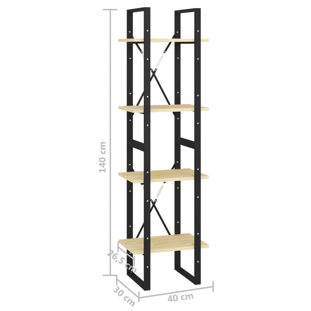 Libreria a 4 Ripiani-Scaffale per Libri-Mobile di Stoccaggio 40x30x140 cm in Legno Massello di Pino