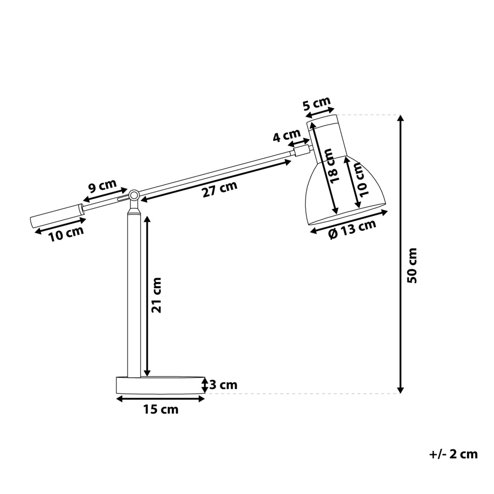 Lampada da Tavolo in Metallo Bianco 50H cm Legno Chiaro Braccio della Gru Paralume Orientabile Moderno