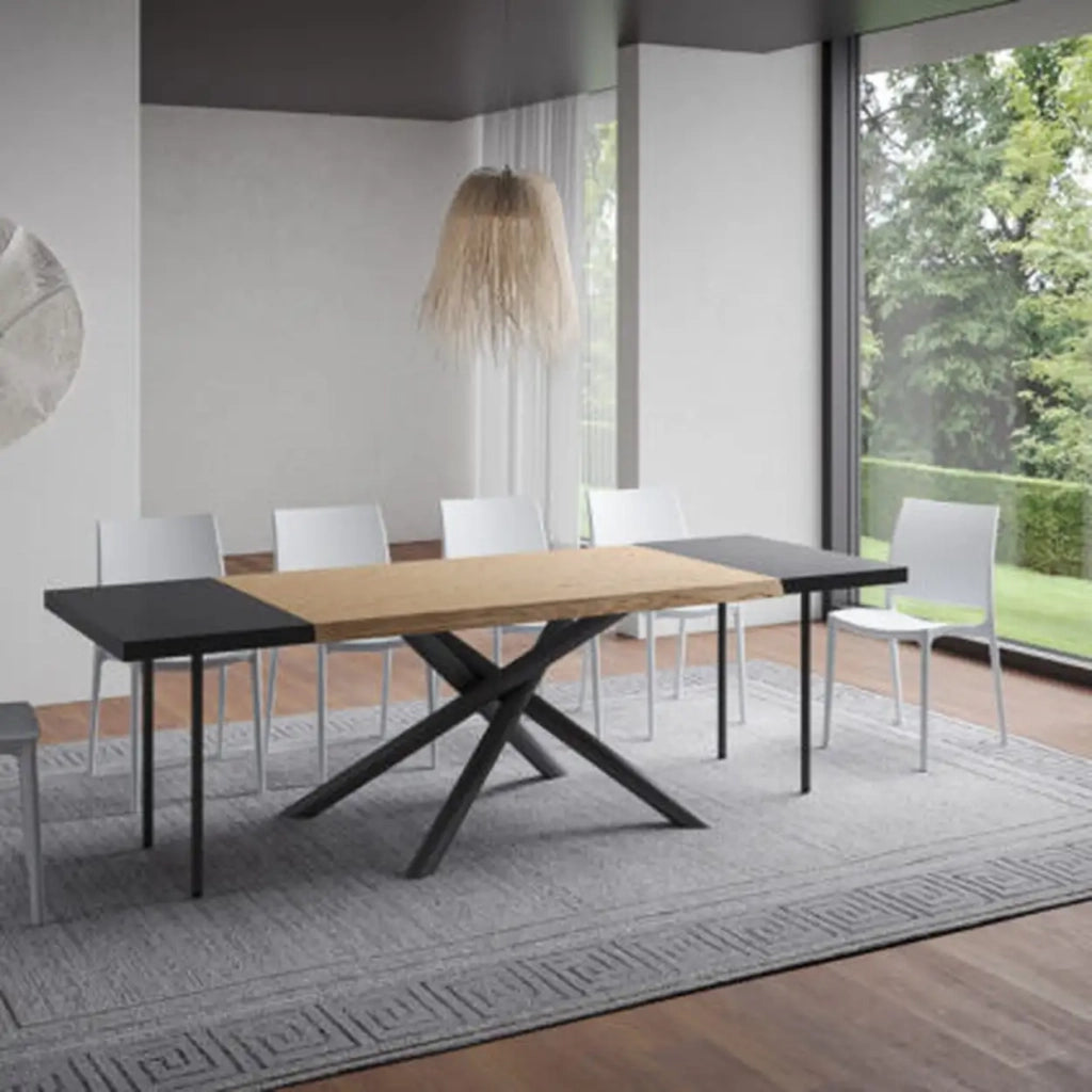 Tavolo allungabile 160/260x90 cm Vindral rovere scortecciato gambe antracite