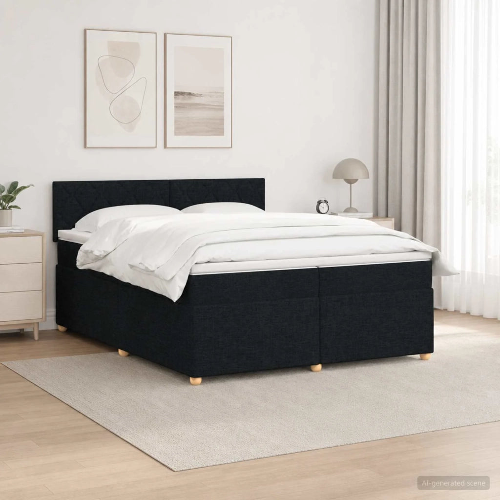 Letto box spring con materasso Nero 200 x 200 cm Tessuto 3452508