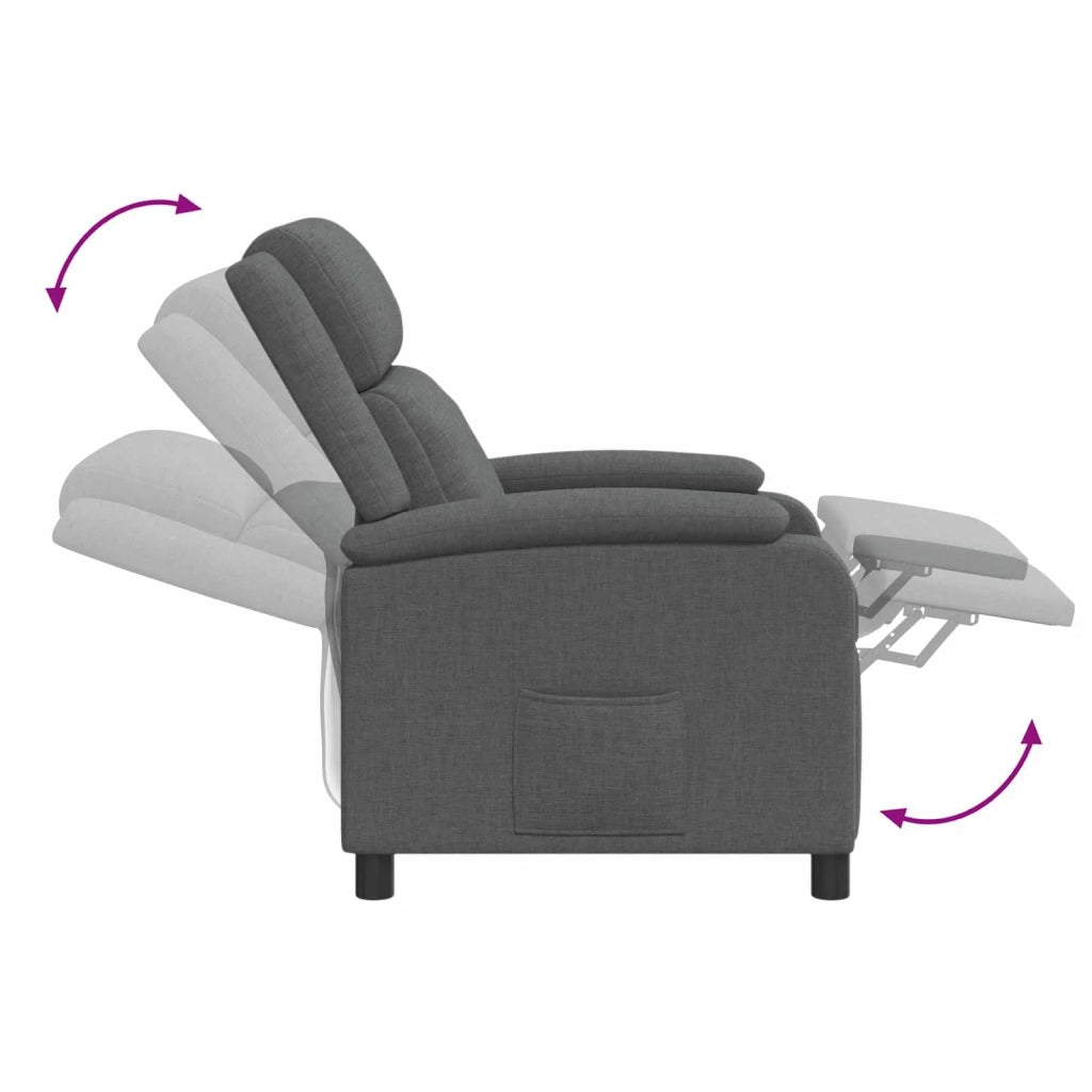 Divano Sedia-Poltrona reclinabile Grigio Scuro Tessuto 504033
