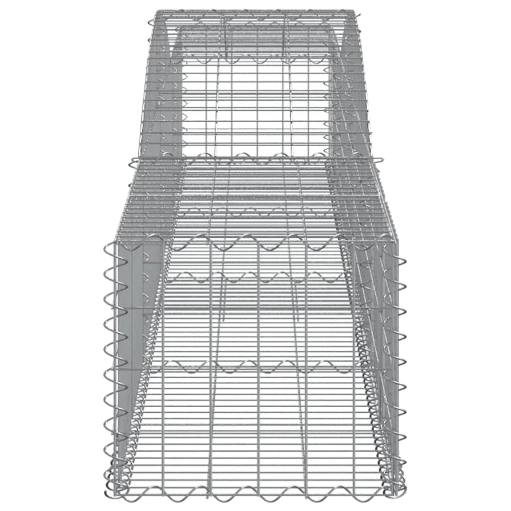 Cestini gabbioni recinzione a gabbia muro di contenimento ad arco 3 pezzi 400 x 50 x 40/60 cm ferro zincato argento 02_0040810