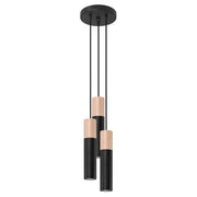 Lampadario MARCOS 3 luci nero-legno GU10 Pure Lume PU1014