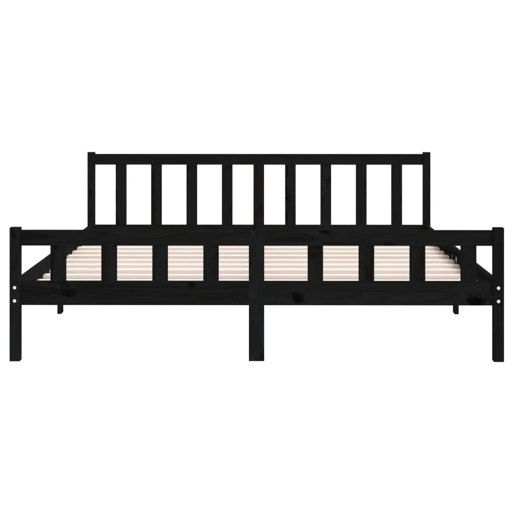 Giroletto Nero in Legno Massello 160x200 cm 810693