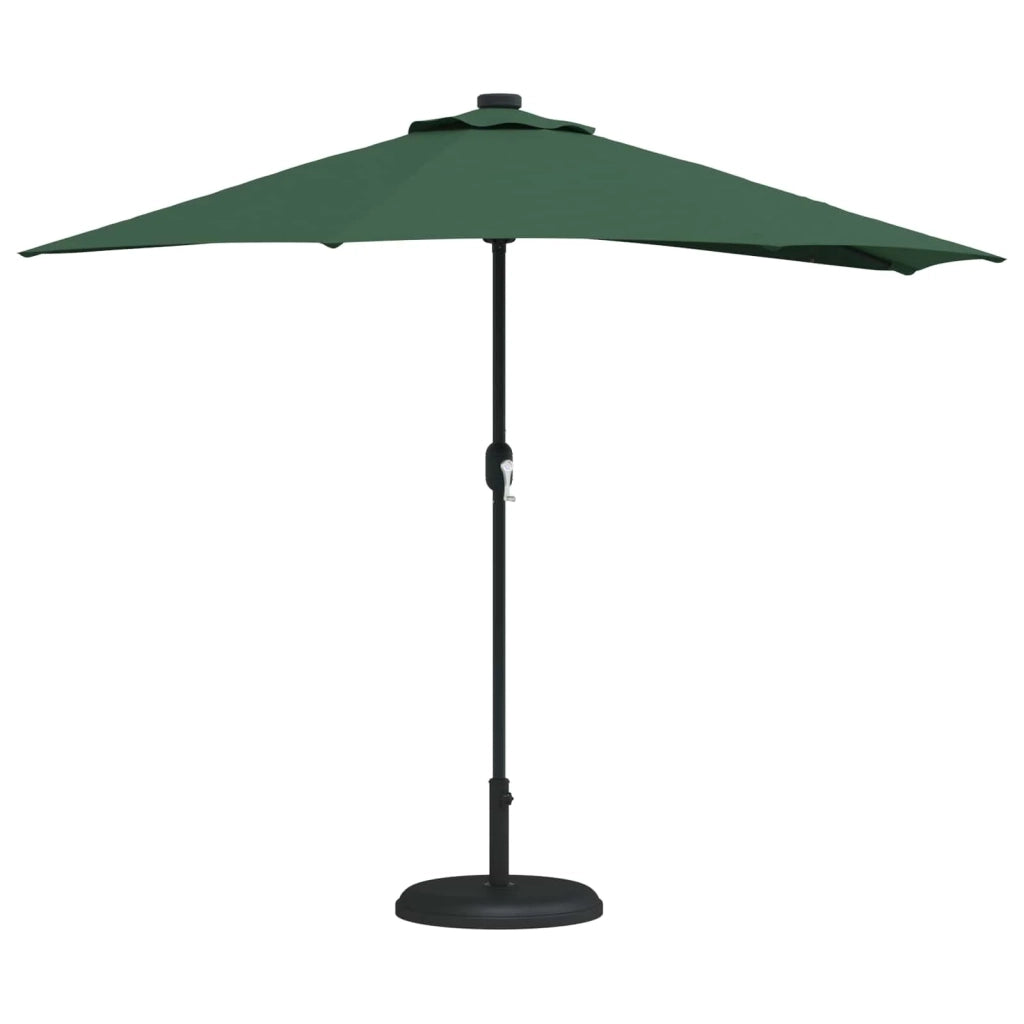 Ombrellone da giardino pieghevole moderno 294 x 150 x 224 cm con illuminazione a LED in poliestere verde 02_0058667