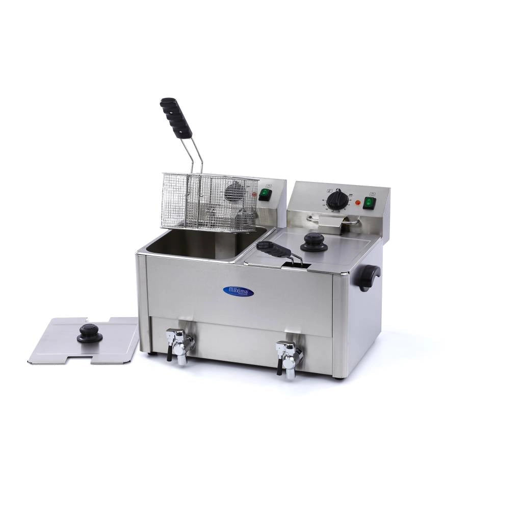 Friggitrice - 2 x 8L - 2 Cestelli - con Rubinetto di Scarico