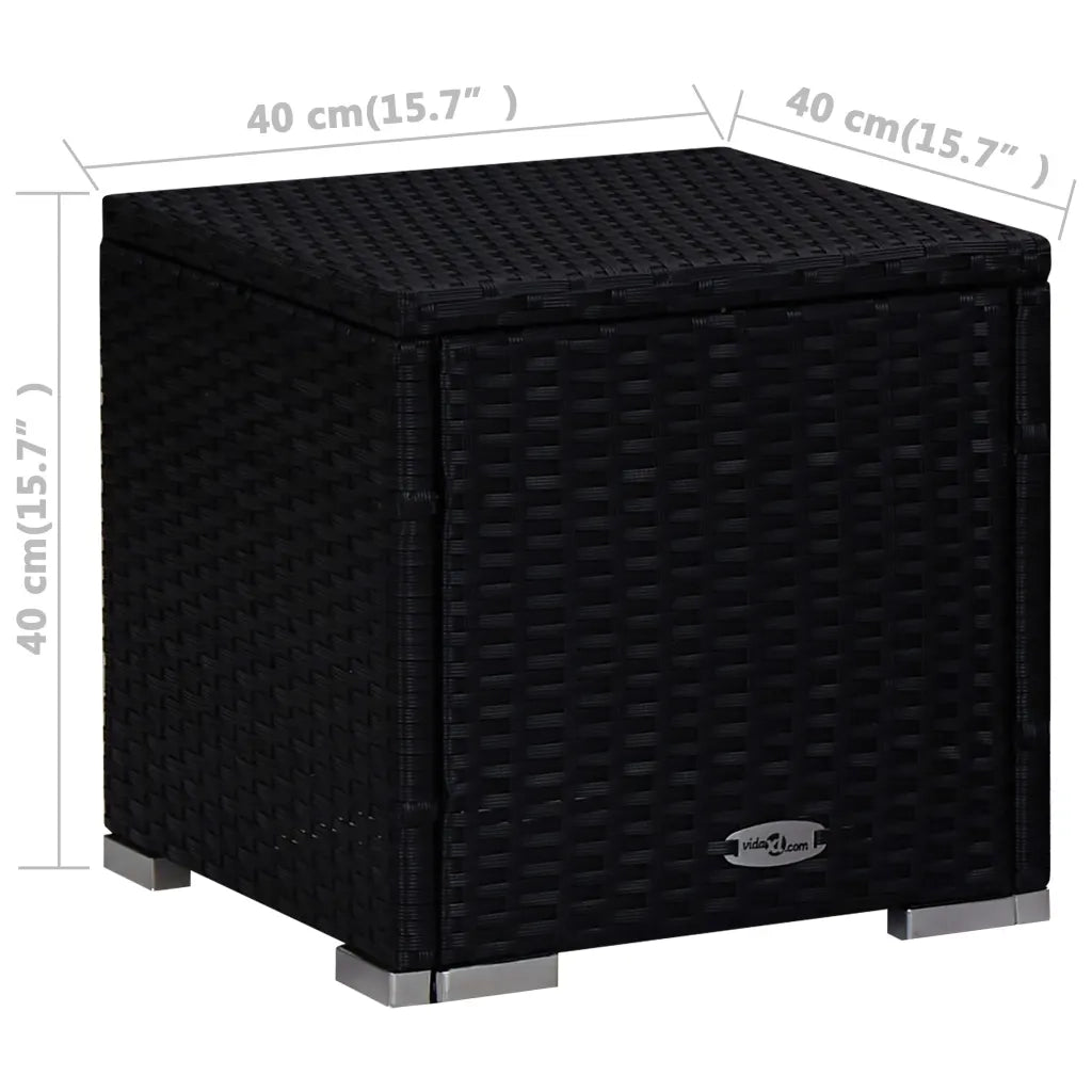 Lettini Prendisole con Tavolino 3 pz in Polyrattan Nero 3057668