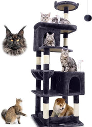 Colonna per Gatti XXL 183 cm Alta con Giocattoli per Gatti e Accessori - Grigio Scuro