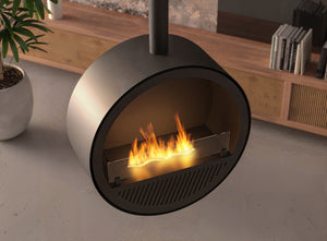 Camino a Bioetanolo Sospeso Ø72,4x30x220,4 cm Incyrcle Slim Nero