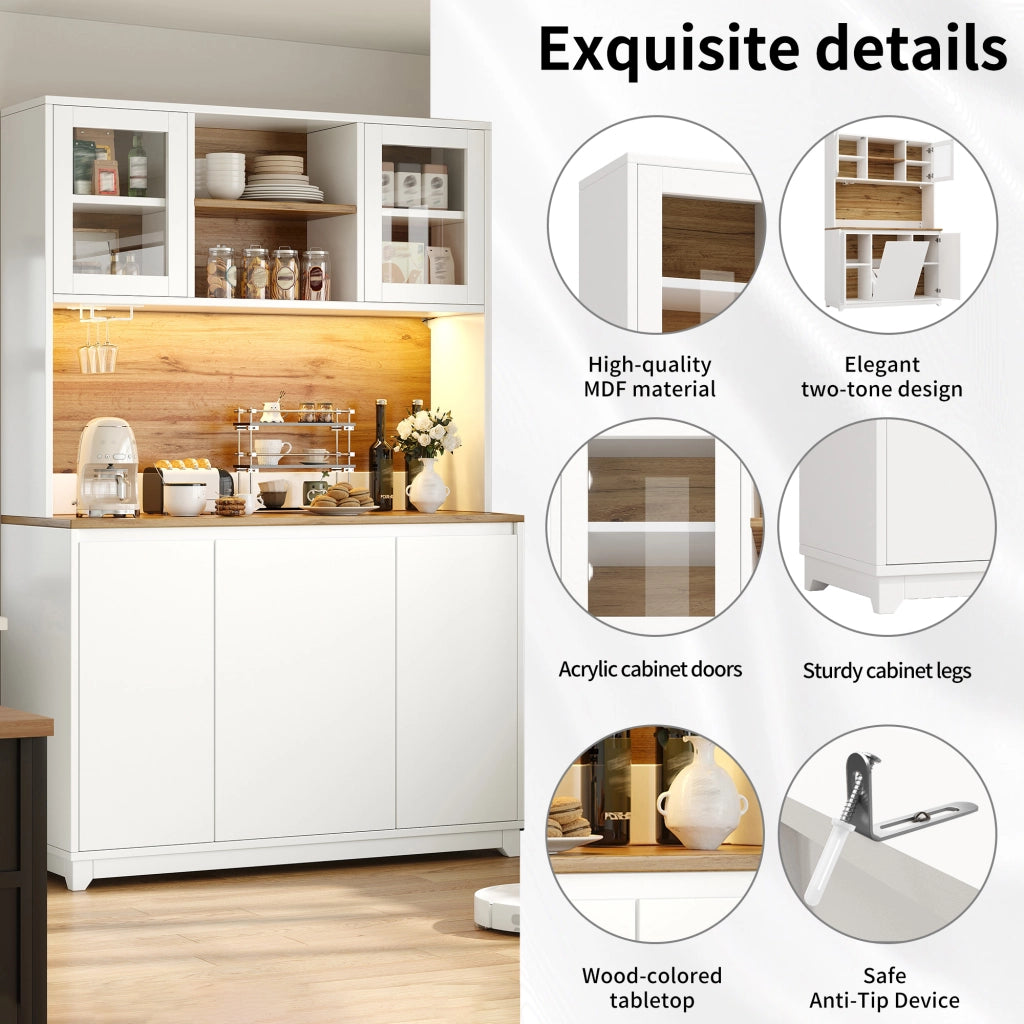Mobile Cucina Alto con Ante in Acrilico e LED ¨C MINIMAL ¨C Bianco 120x40x180 cm