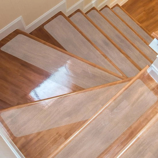 15 pezzi di tappeti per scalini moderni con superficie antiscivolo trasparente 15x60 cm - per pavimento interno antiscivolo