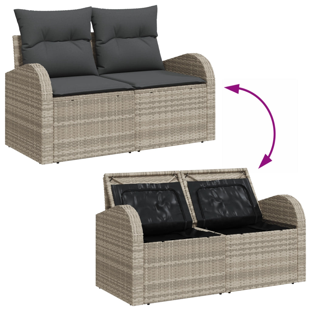 Set divani giardino  5 pezzi con cuscini Grigio chiaro Rattan poliestere