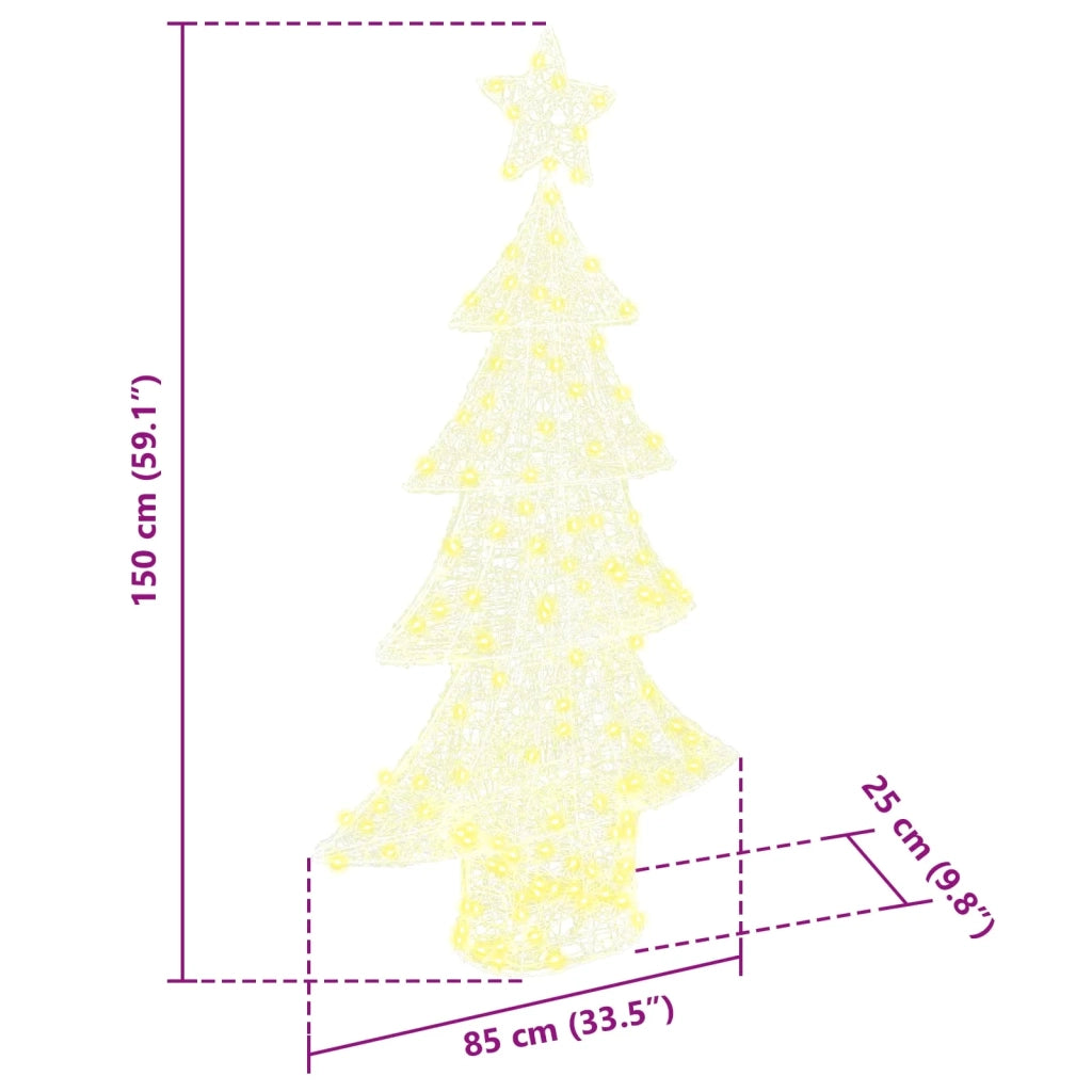 Albero di Natale con 160 LED Bianco caldo 150 cm Acrilico 42018977