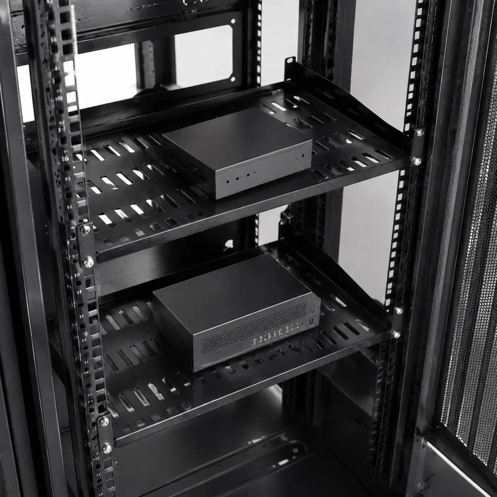 2 Pcs. 1U Server Rack Shelf, 10"/254 Mm Deep, 50 Lbs Maximum Load Capacity, Ventilated Freestanding Or Wall-mounted Rack Shelf With Storage, Good Air Circulation For 19" Network Cabinet Or Equipment Rack