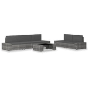Set Divani da Giardino 6 pz in Polyrattan Grigio cod mxl 39666