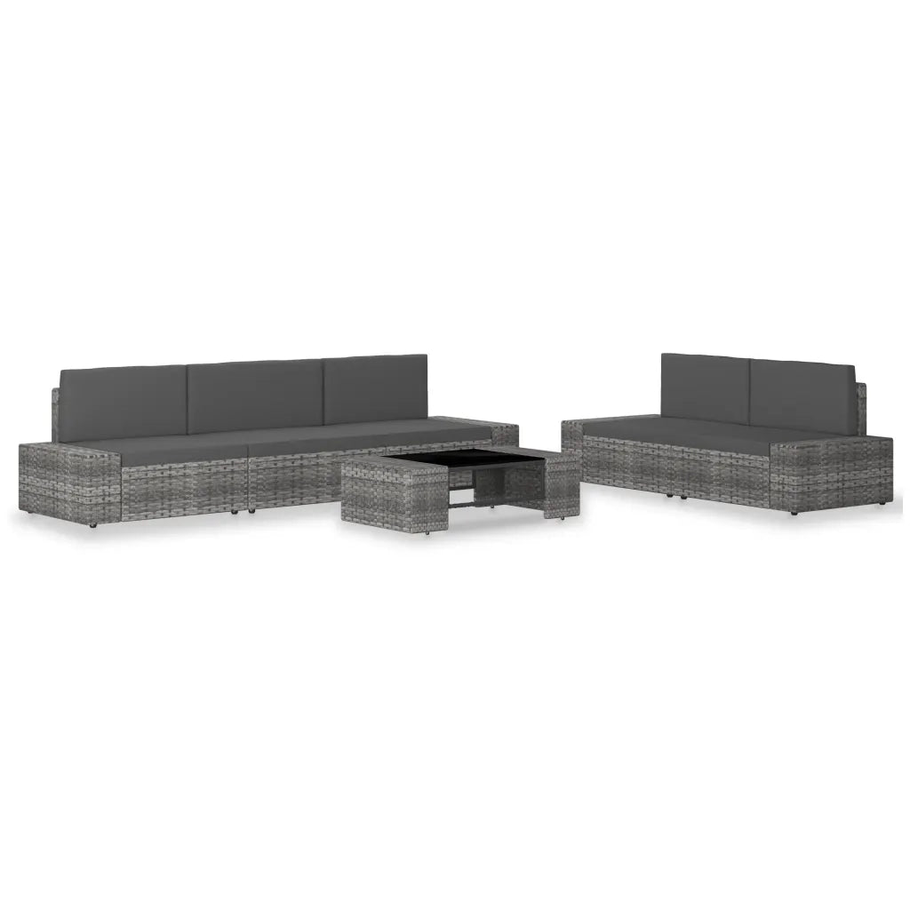 Set Divani da Giardino 6 pz in Polyrattan Grigio cod mxl 39666