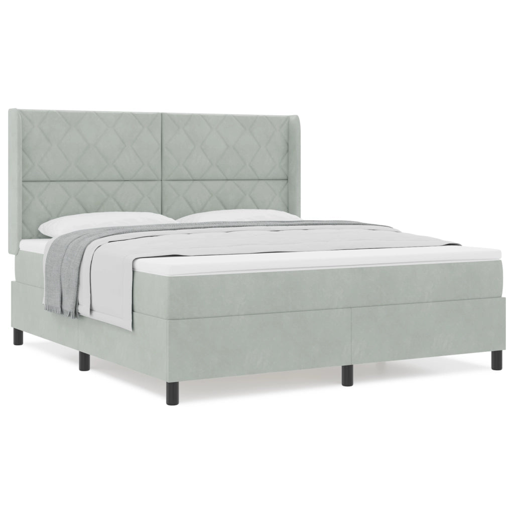 Letto con Rete a Molle Grigio Chiaro 180x200 cm Velluto