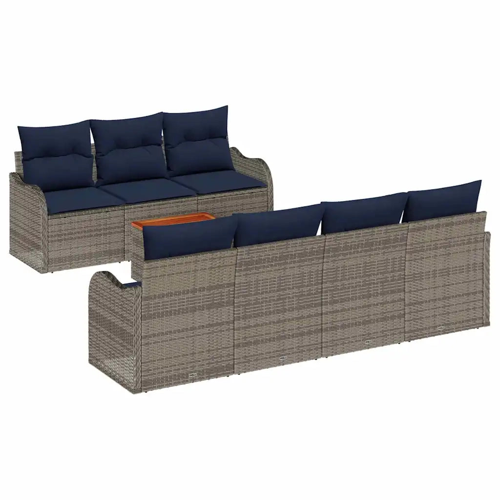 Set Divano da Giardino 8 pz Grigio polyrattan 3347416