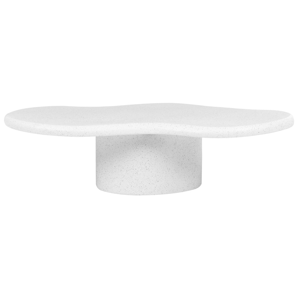 Tavolino decorativo in MgO, forma irregolare, resistente alle macchie, alla ruggine, all'acqua e al vento, 120 x 57 cm, bianco