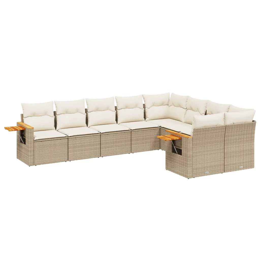 Set Divano da Giardino 9 pz con Cuscini Beige in Polyrattan 3227143