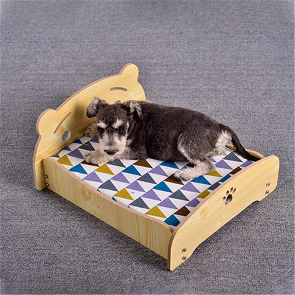 Trade Shop - Letto Cuscino Per Cani Gatti Animali Domestici Durevole In Legno 68 X 55 X 23 Cm -