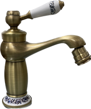Rubinetto miscelatore per bidet bagno vintage bronzato con dettagli in ceramica
