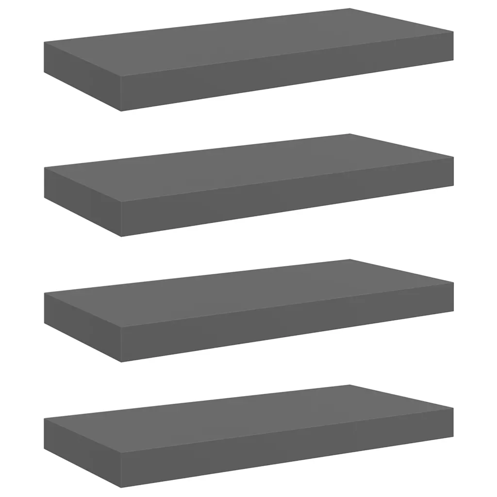 Scaffali a Parete 4 pz Grigio Lucido 50x23x3,8 cm in MDF cod mxl 32857