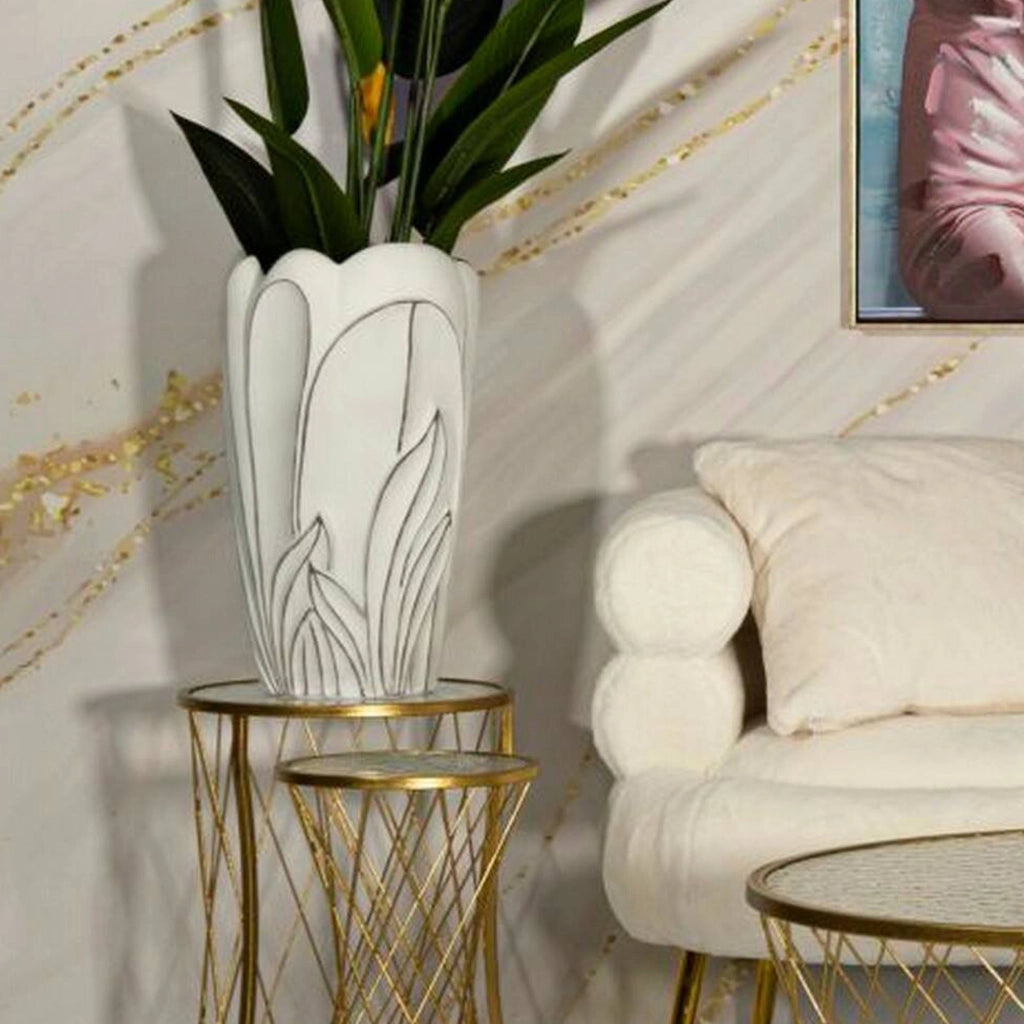 Vaso Tramigna, Complemento d'arredo, Articolo decorativo, Accessorio d'arredo, 29x29 h48 cm, Bianco