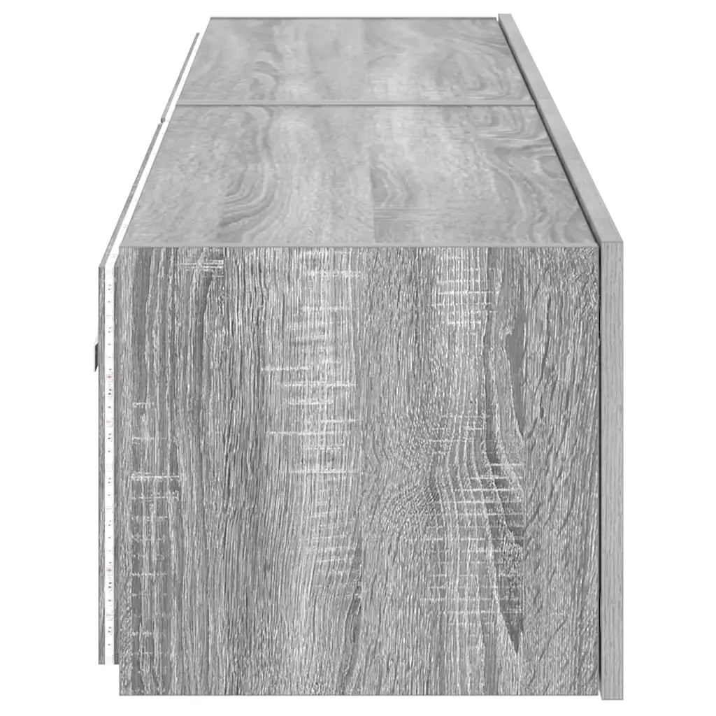 Mobili TV a Parete con Luci LED 2pz Grigio Sonoma 80x35x31 cm 837292