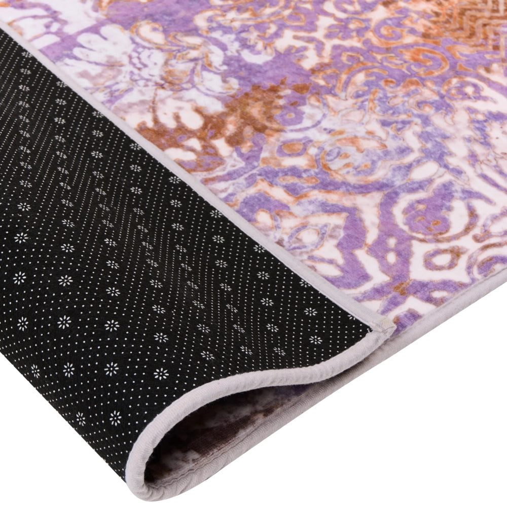Tappeto multicolore in poliestere 80 x 150 cm, tessuto a trama piatta, stile orientale boho con vivaci motivi stampati