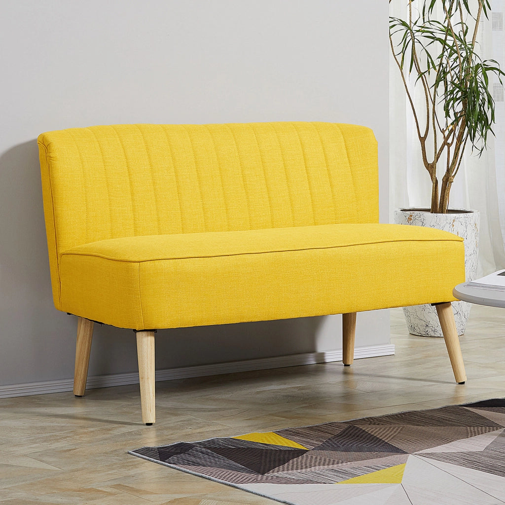 Divano 2 Posti Tessuto Senza Braccioli ¨C Zephmum ¨C Giallo 117x56.5x77 cm