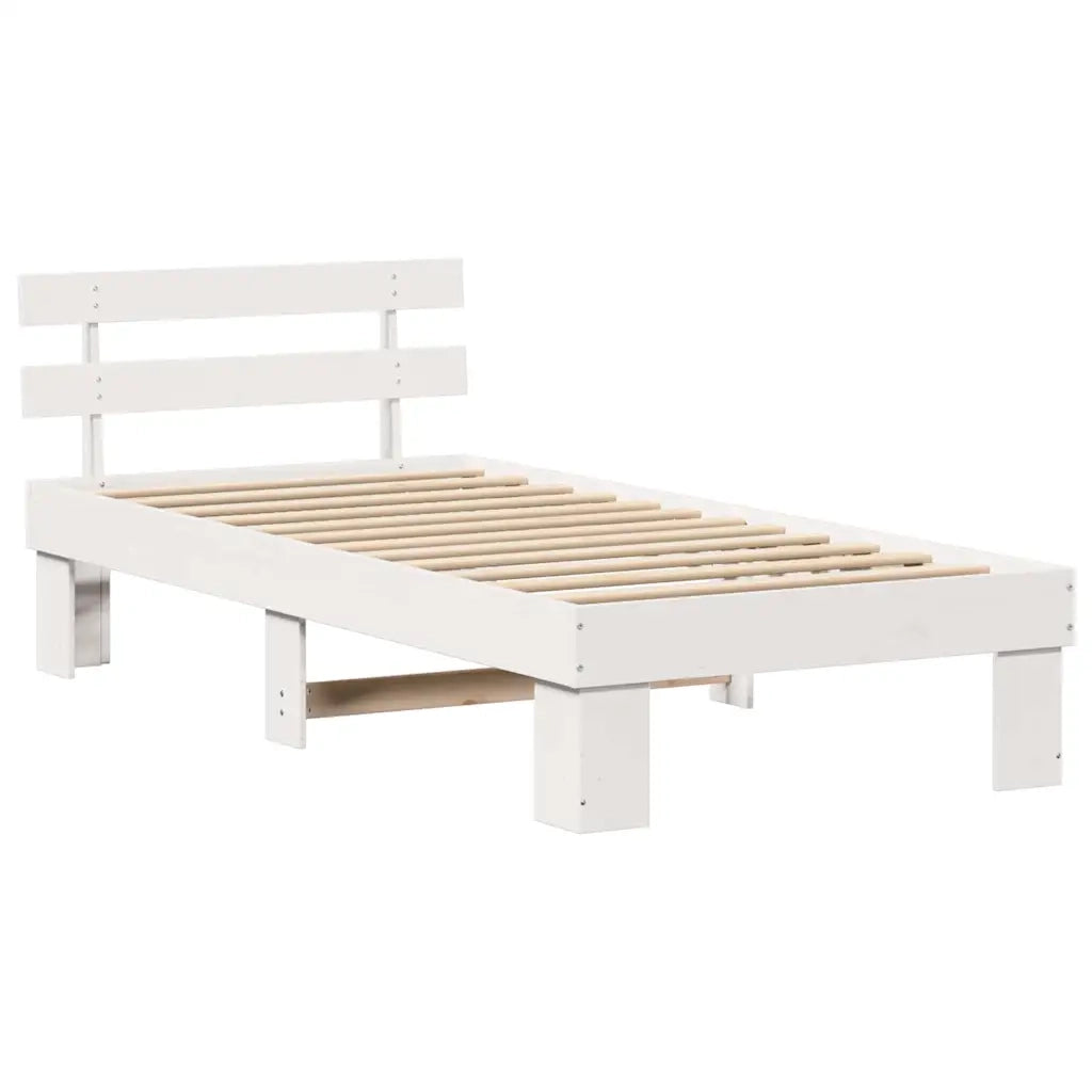 Struttura del letto Bianco 90 x 190 cm Pino massello 872465