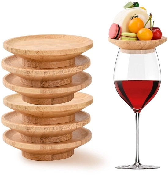 Set di tovagliette per bicchieri da vino in legno da 6 pezzi, tovagliette per charcuterie, tovagliette per bicchieri da vino, sottopanchetti per tavole di antipasti e bevande dessert, accessori per la cena di famiglia e le feste