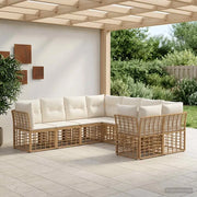 Set di divani da esterno 8 pcs Naturale e Bianco Crema