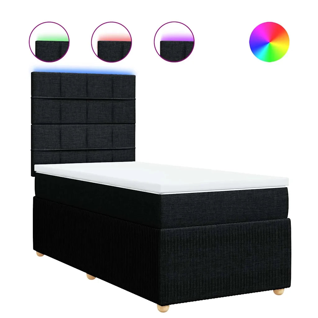 Giroletto a Molle con Materasso Nero 100x200 cm in Tessuto