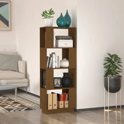 Libreria Divisorio-Scaffale per Libri-Mobile di Stoccaggio Ambrato 51x25x132 cm in Massello di Pino