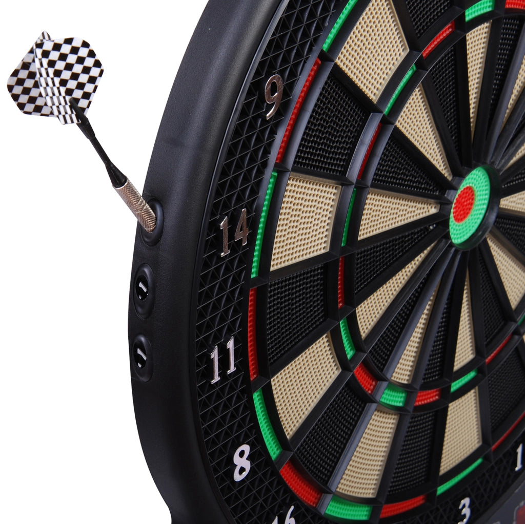 Bersaglio elettronico ULEVR per freccette con 27 giochi, 243 varianti, 6 freccette e 4 display LED, nero