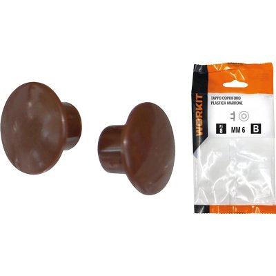 TAPPO COPRIFORO SELF WORKIT - PLASTICA MARRONE MM 10 CF=PZ 30- 5 confezioni