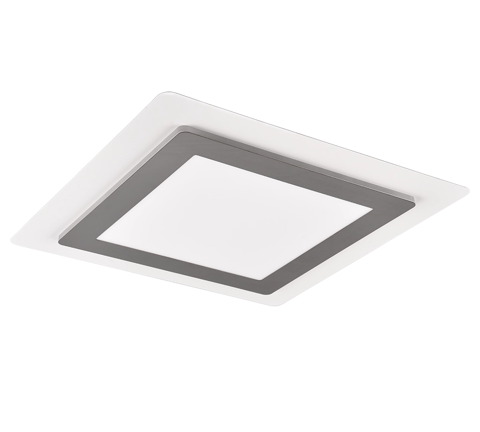 Plafoniera LED, metallo, nichel opaco, 45x4,2x45 cm, Morgan