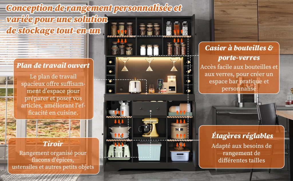Mobile Cantinetta con LED, Cassetto e Portabicchieri ¨C MINIMAL ¨C 180x105x40 cm