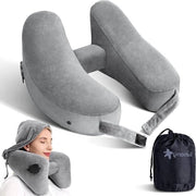 Cuscino gonfiabile capuchon trasportabile per voli a lungo raggio - lunghe distanze - sonno - copertura di velluto morbido - accessori da viaggio per sonno in volo Cuscino aeronautico 2.0