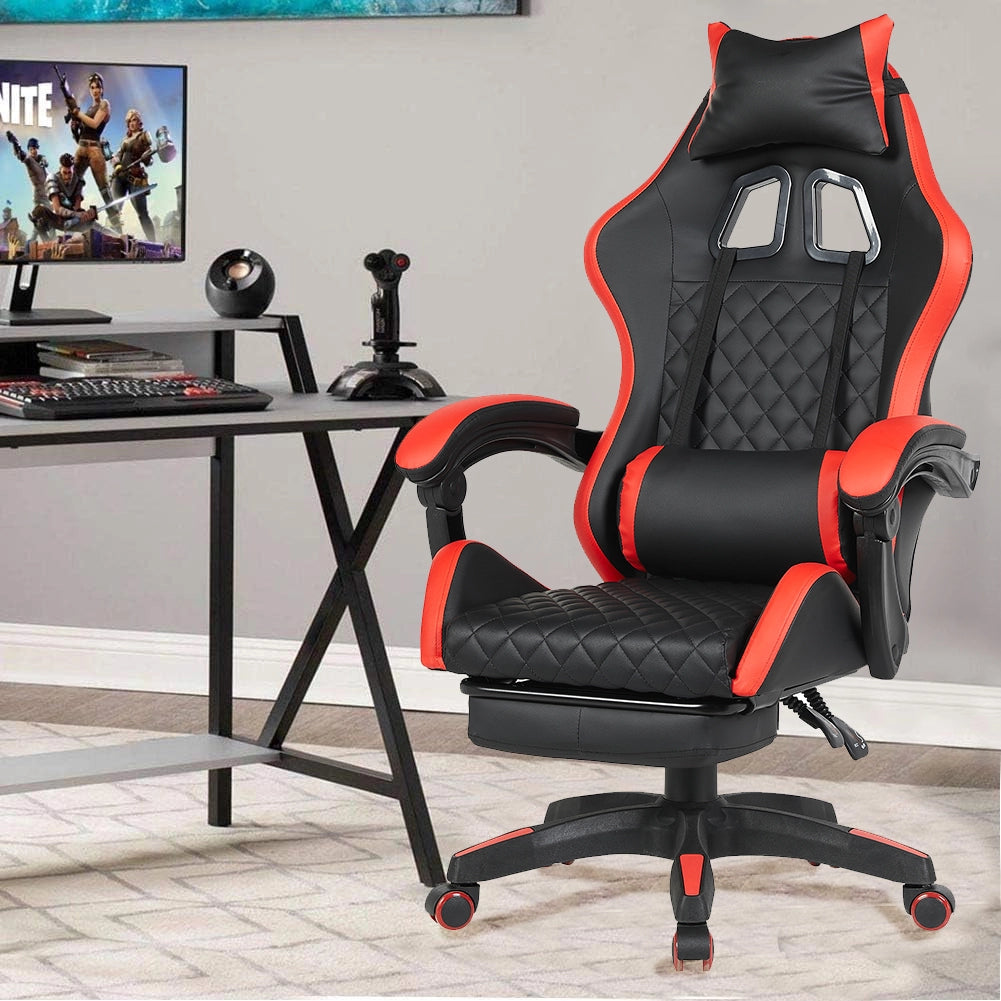Sedia Gaming da Scrivania Rosso con Poggiapiedi Seduta Ergonomica e Regolabile
