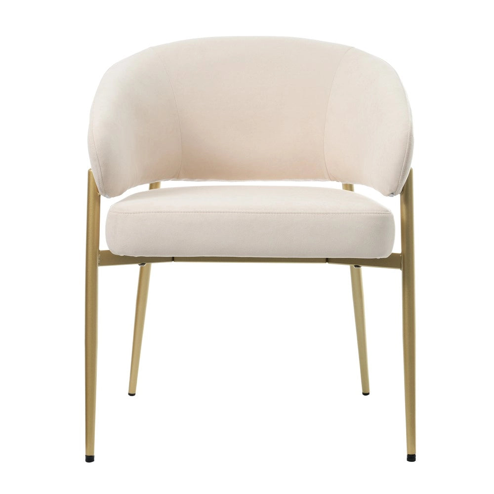 2 Sedie da pranzo in velluto - Zephmum - Comode e traspiranti, stile moderno, colore beige e oro champagne