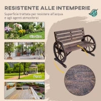 Panchina da Esterno a 2 Posti , Panchina da Giardino Stile Country con Braccioli a Ruota in Legno, 105.5x59x75cm Marrone